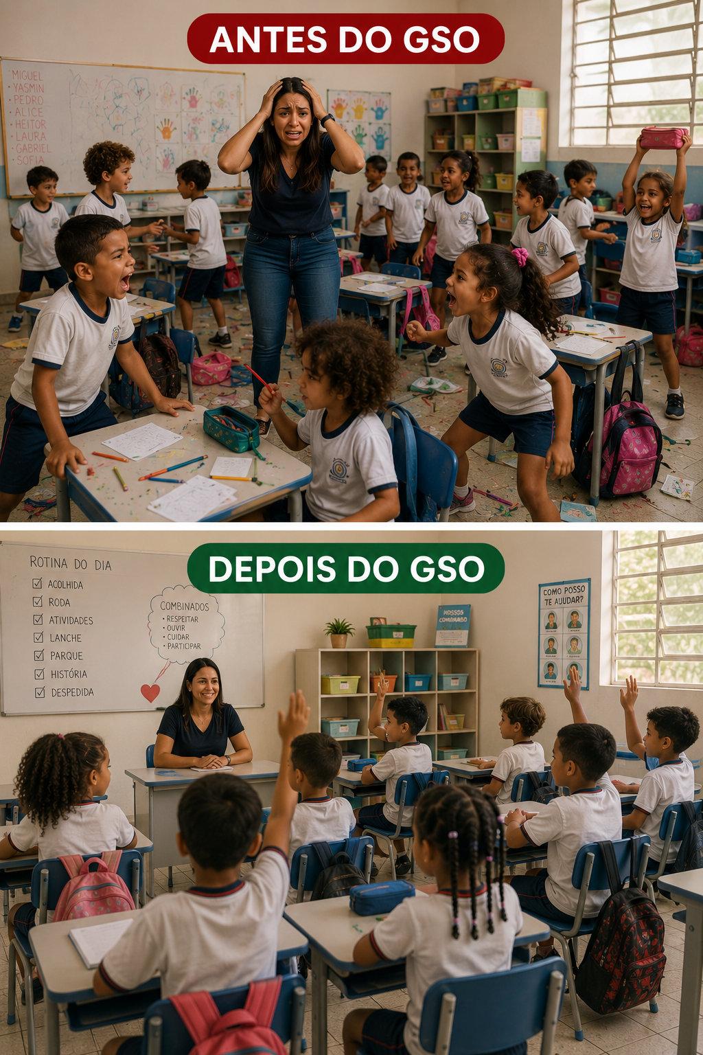 Antes e depois do GSO na sala de aula
